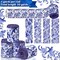 6 Rolls Christmas Chinoiserie Ribbon White and Blue Wired Edge Floral Ribbon Butterfly Flower Pattern Fabric Craft Wreath Bow Wrapping 2.52 Inches by 5 Yards